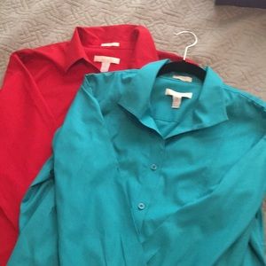 Two Chico's no iron shirts, size 2